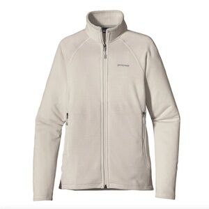 Patagonia R1 Full Zip Jacket Womens Sz L Birch White Regulator Polartec Waffle